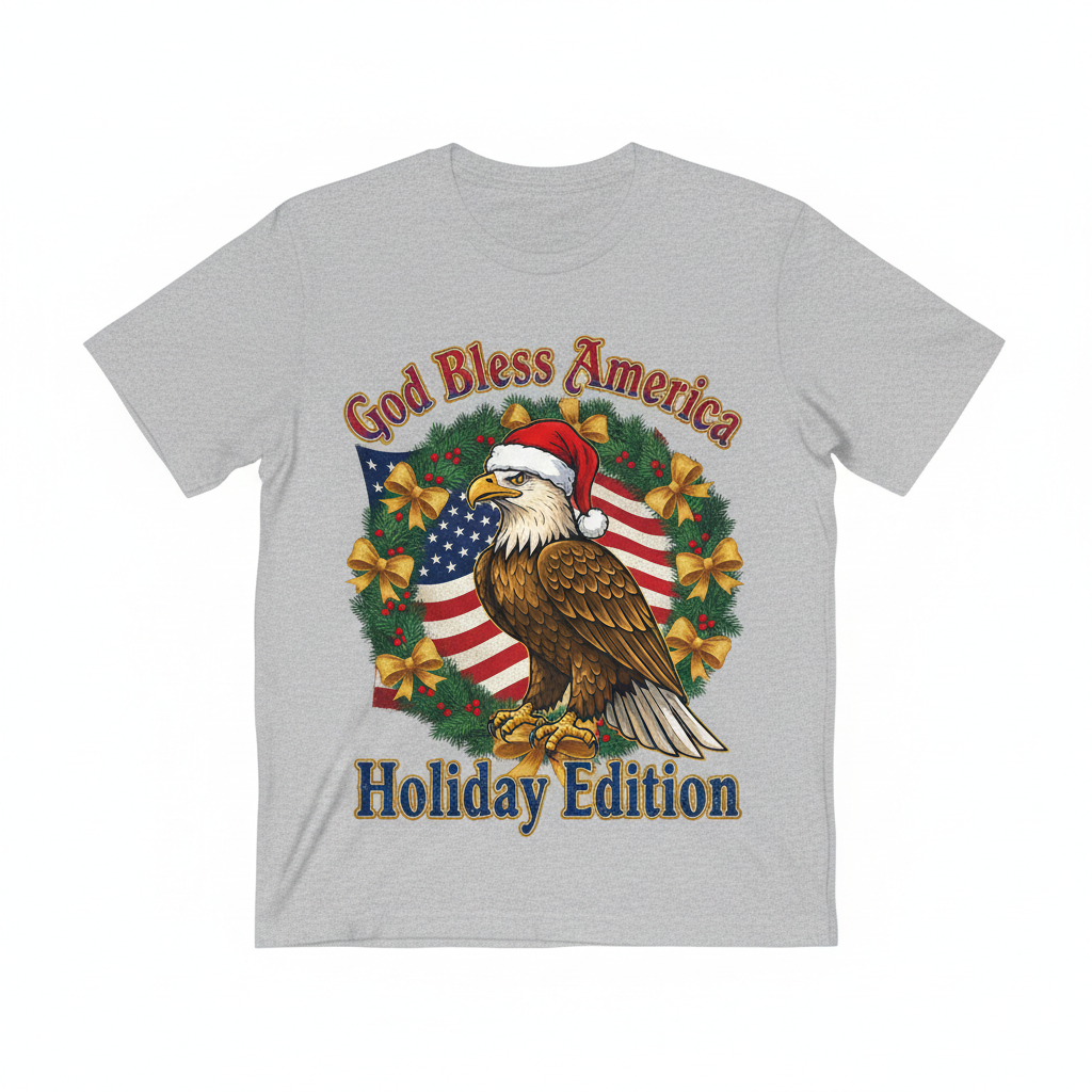 God Bless America Patriotic Christmas T-Shirt