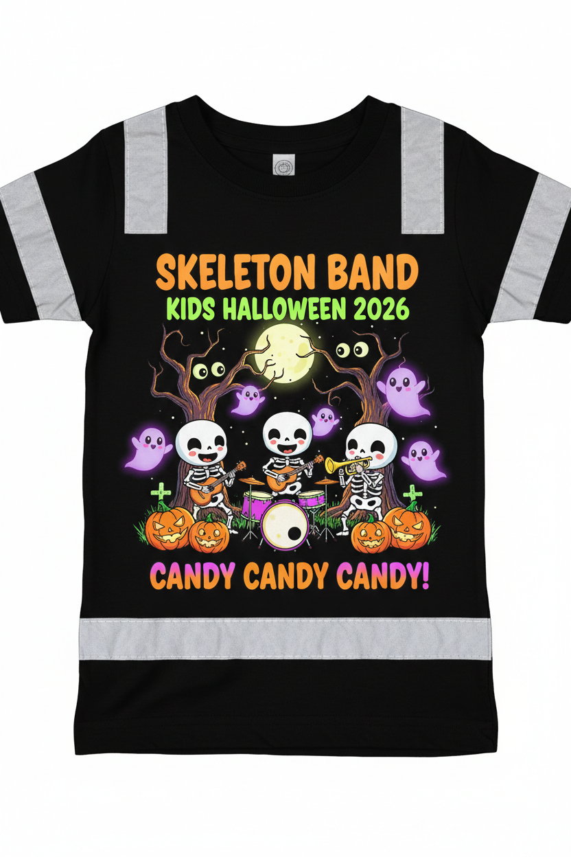 Kids Skeleton Band Safety Tee