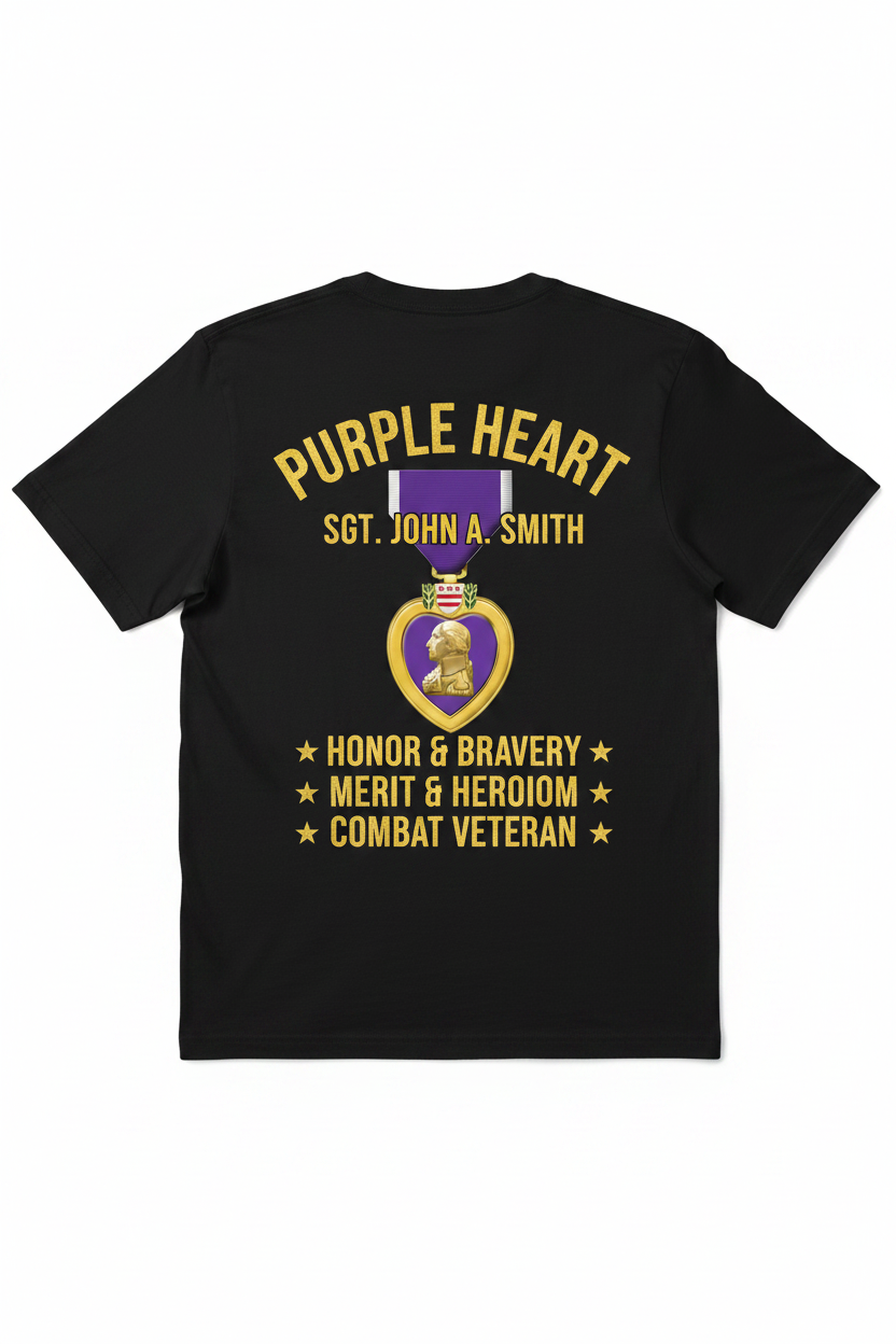Purple Heart Honor & Bravery T-Shirt Back